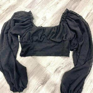 black puff sleeve top